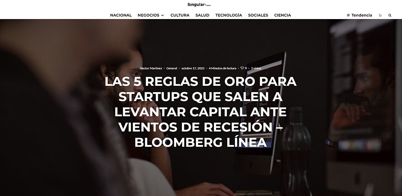 LAS 5 REGLAS DE ORO PARA STARTUPS QUE SALEN A LEVANTAR CAPITAL ANTE VIENTOS DE RECESIN  BLOOMBERG LNEA